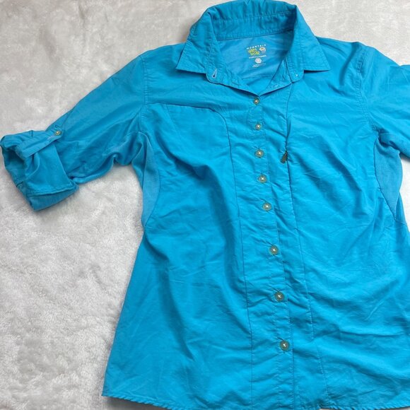 Mountain Hardwear Button Front Shirt Women's Size 8 Blue Outdoors Hiking Fishing - Picture 11 of 12